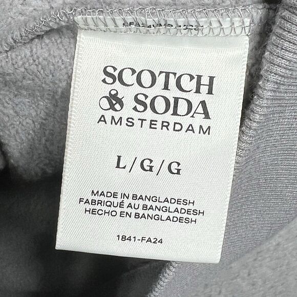 Scotch & Soda Hoodie Men’s Large Gray Amsterdam Relaxed Fit Fleece Embroidered - Picture 9 of 11